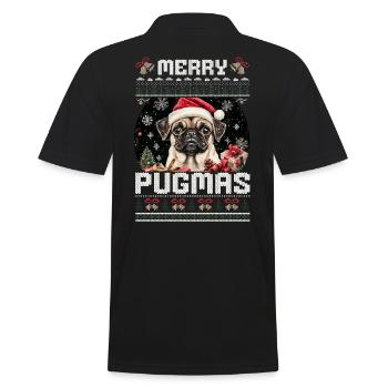 Mops Ugly Christmas Merry Pugmas Partnerlook - Männer Poloshirt - Schwarz - Hinten - Kai (181cm)