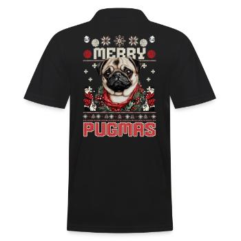 Ugly Christmas Mops Design – Merry Pugmas - Männer Poloshirt - Schwarz - Hinten - Kai (181cm)