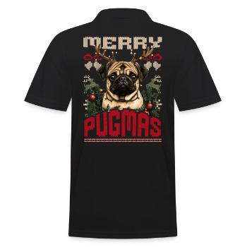 Mops Ugly Christmas Sweater Merry Pugmas Style - Männer Poloshirt - Schwarz - Hinten - Kai (181cm)