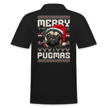 Ugly Christmas Sweater Merry Pugmas Mops - Männer Poloshirt - Schwarz - Hinten - Kai (181cm)