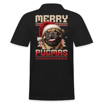 Noël moche Merry Pugmas Carlin Look assorti - Polo Homme - noir - Dos - Kai (181cm)