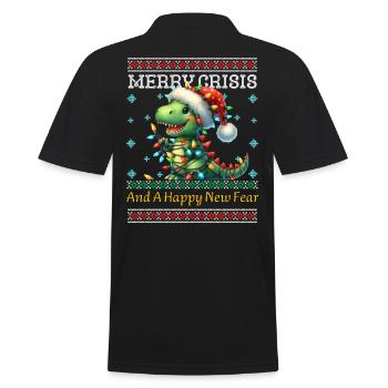 Merry Crisis Weihnachten Dino Ugly Christmas - Männer Poloshirt - Schwarz - Hinten - Kai (181cm)
