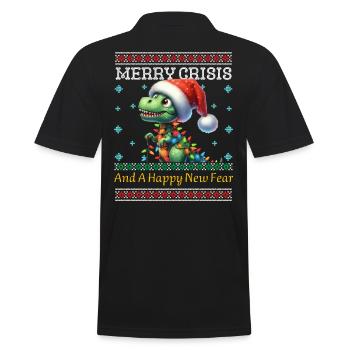 Dino Ugly Christmas Merry Crisis Weihnachten - Männer Poloshirt - Schwarz - Hinten - Kai (181cm)