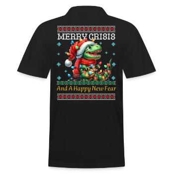 Dino T-Rex Merry Crisis Weihnachten Humor - Männer Poloshirt - Schwarz - Hinten - Kai (181cm)