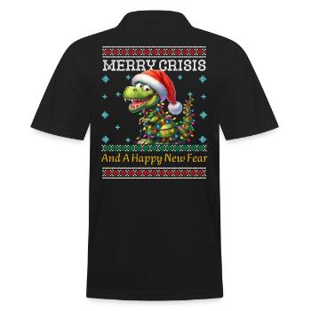 Weihnachten Merry Crisis Dino Ugly Christmas - Männer Poloshirt - Schwarz - Hinten - Kai (181cm)