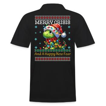 T-Rex Ugly Christmas Merry Crisis Weihnachten - Männer Poloshirt - Schwarz - Hinten - Kai (181cm)