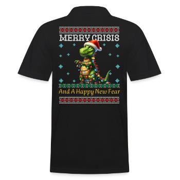 Merry Crisis Weihnachten Dino Ugly Christmas - Männer Poloshirt - Schwarz - Hinten - Kai (181cm)