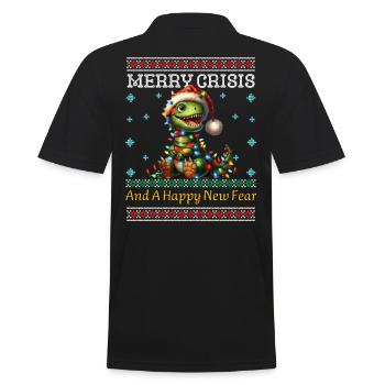 Dino Merry Crisis Weihnachten Ugly Christmas - Männer Poloshirt - Schwarz - Hinten - Kai (181cm)