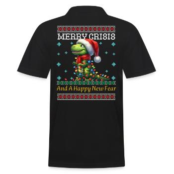 Dino Ugly Christmas Merry Crisis Weihnachten - Männer Poloshirt - Schwarz - Hinten - Kai (181cm)