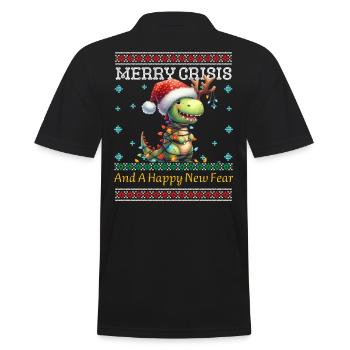 Weihnachten Merry Crisis Dino Ugly Christmas - Männer Poloshirt - Schwarz - Hinten - Kai (181cm)