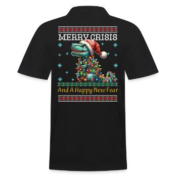 dinosaNoël T-Rex Joyeux Crise Moche Noël - Polo Homme - noir - Dos - Kai (181cm)