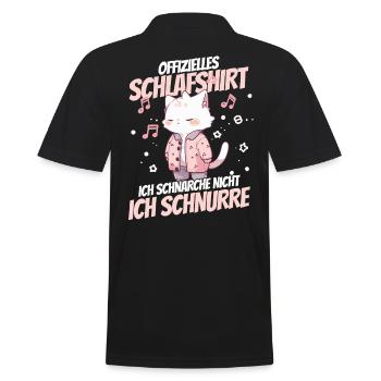 Offizielles Schlafshirt - Ich schnurre und träume - Männer Poloshirt - Schwarz - Hinten - Kai (181cm)