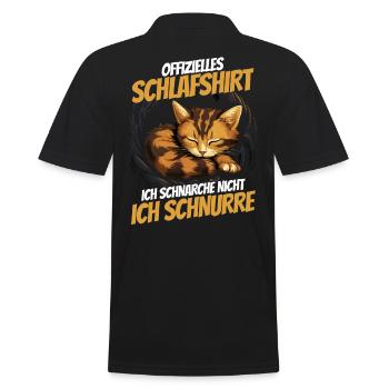 Official Sleep Shirt - Cute Cat in the Nest - Men's Polo Shirt - black - Back - Kai (181cm)