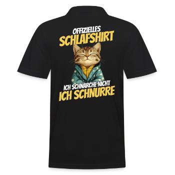 Official Sleep Shirt - Cute Cat in Hoodie - Men's Polo Shirt - black - Back - Kai (181cm)