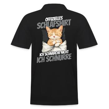 Official Sleep Shirt - Cute Cat in the Blanket - Men's Polo Shirt - black - Back - Kai (181cm)