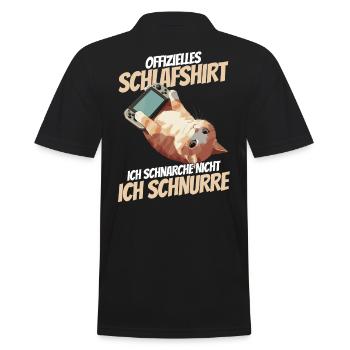 Offizielles Schlafshirt - Gaming Katze am Zocken - Männer Poloshirt - Schwarz - Hinten - Kai (181cm)