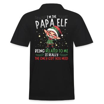 Je suis le papa elfe - Look partenaire de Noël - Polo Homme - noir - Dos - Kai (181cm)