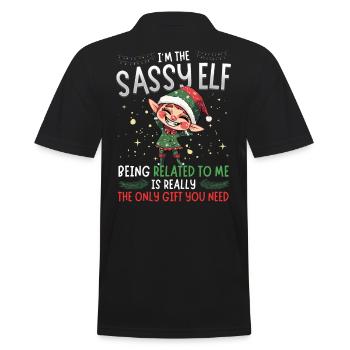 partnI'm the Sassy Elf - Partnerlook Weihnachten - Männer Poloshirt - Schwarz - Hinten - Kai (181cm)