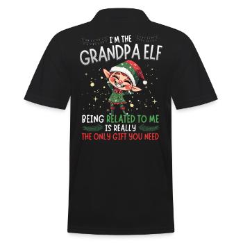 Je suis le grand-père elfe - Look partenaire de Noël - Polo Homme - noir - Dos - Kai (181cm)