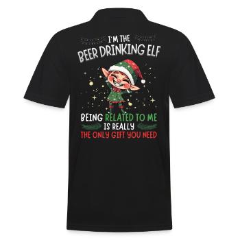 weihnaI'm the Beer Drinking Elf: Partnerlook Weihn - Männer Poloshirt - Schwarz - Hinten - Kai (181cm)