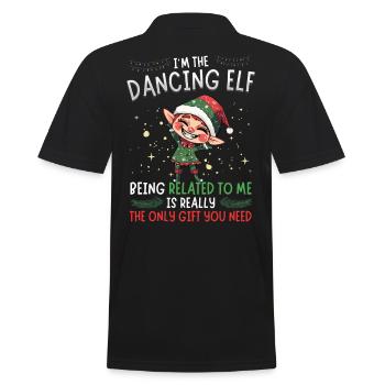 I'm the Dancing Elf - Partnerlook Weihnachten - Männer Poloshirt - Schwarz - Hinten - Kai (181cm)