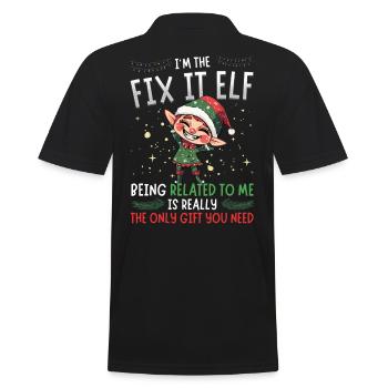 I’m the Fix It Elf - Look partenaire de Noël - Polo Homme - noir - Dos - Kai (181cm)
