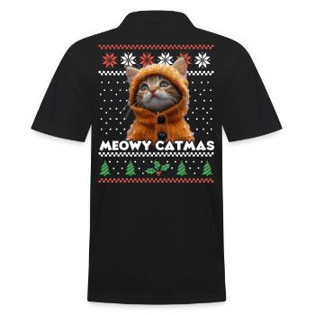 Miaou Catmas Noël assorti Look chat fans - Polo Homme - noir - Dos - Kai (181cm)