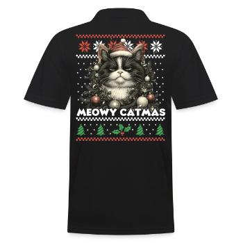 Meowy Catmas Noël Look assorti avec chat en colère - Polo Homme - noir - Dos - Kai (181cm)