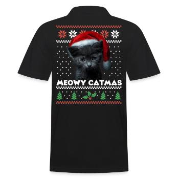 Miaou Catmas Noël assorti Look Père Noël - Polo Homme - noir - Dos - Kai (181cm)