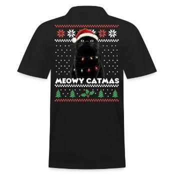 Miaou Catmas Noël assorti Look chat drôle - Polo Homme - noir - Dos - Kai (181cm)