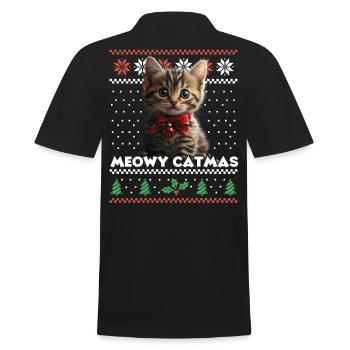 Le look de Noël assorti de Meowy Catma avec chaton - Polo Homme - noir - Dos - Kai (181cm)