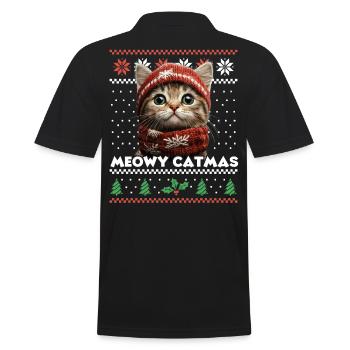 Meowy Catmas Noël assorti Look avec bonnet - Polo Homme - noir - Dos - Kai (181cm)