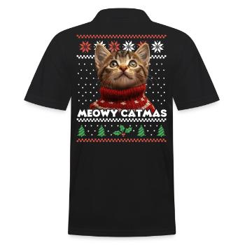 Meowy Catmas Noël Look assorti - Écharpe rouge - Polo Homme - noir - Dos - Kai (181cm)