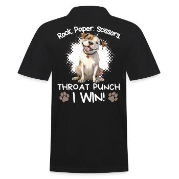 Rock Paper Scissors Bulldog Sarkastisch Lustig - Männer Poloshirt - Schwarz - Hinten - Kai (181cm)