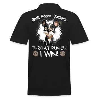 Rock Paper Scissors Boston Terrier Humor Witzig - Männer Poloshirt - Schwarz - Hinten - Kai (181cm)