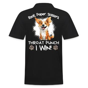 Rock Paper Scissors Lustiger Corgi Sarkasmus - Männer Poloshirt - Schwarz - Hinten - Kai (181cm)