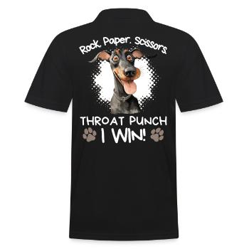 Rock Paper Scissors Dobermann Sarkastisch - Männer Poloshirt - Schwarz - Hinten - Kai (181cm)
