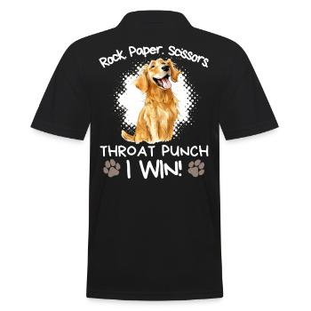 Rock Paper Scissors Golden Retriever Witzig - Männer Poloshirt - Schwarz - Hinten - Kai (181cm)