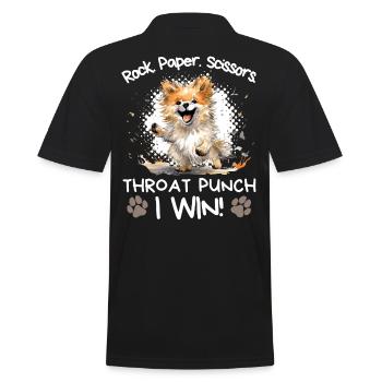 Rock Paper Scissors Pomeranian Lustig Sarkastisch - Männer Poloshirt - Schwarz - Hinten - Kai (181cm)