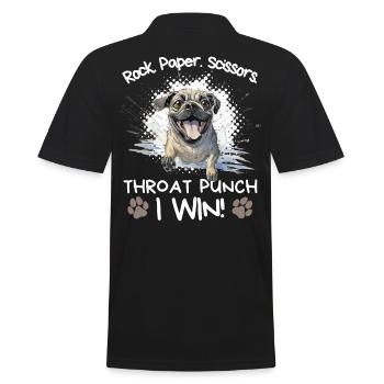 Rock Paper Scissors Mops Lustig Sarkastisch - Männer Poloshirt - Schwarz - Hinten - Kai (181cm)