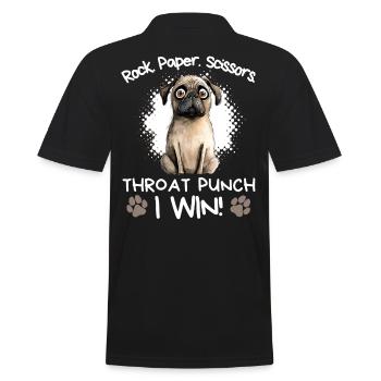 Rock Paper Scissors Mops Sarkasmus Witzig - Männer Poloshirt - Schwarz - Hinten - Kai (181cm)