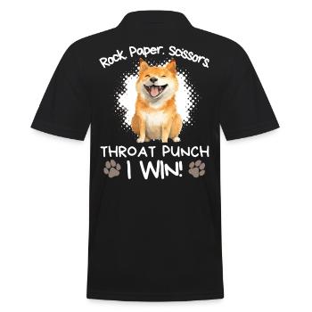 Rock Paper Scissors Shiba Inu Sarkasmus Humor - Männer Poloshirt - Schwarz - Hinten - Kai (181cm)