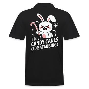 I Love Candy Canes Lustiger Weihnachtshase - Männer Poloshirt - Schwarz - Hinten - Kai (181cm)