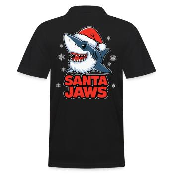 Santa Jaws Funny Christmas Shark Christmas - Men's Polo Shirt - black - Back - Kai (181cm)