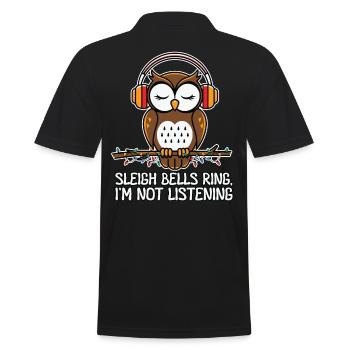 Sleigh Bells Ring Lustige Eule Weihnachten - Männer Poloshirt - Schwarz - Hinten - Kai (181cm)