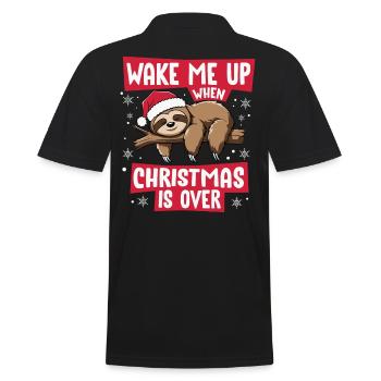 Wake Me Up Lustiges Weihnachtsfaultier Weihnachten - Männer Poloshirt - Schwarz - Hinten - Kai (181cm)
