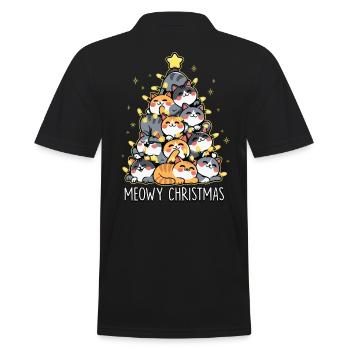 Miaou Noël Drôle Chat Arbre Noël - Polo Homme - noir - Dos - Kai (181cm)