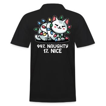 99% Naughty Funny Christmas Cat Fairy Lights - Men's Polo Shirt - black - Back - Kai (181cm)