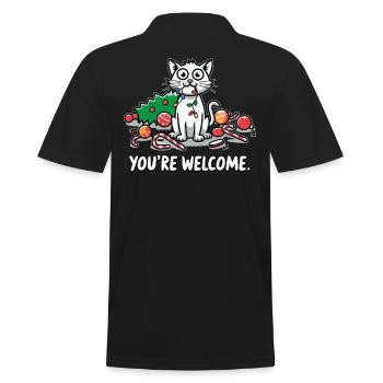 You’re Welcome Lustige Chaos-Katze Weihnachten - Männer Poloshirt - Schwarz - Hinten - Kai (181cm)