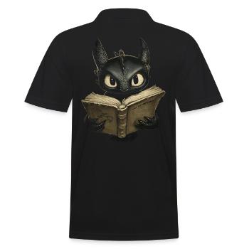 Schwarzer Drache Mystisches Design für Bücherfans - Männer Poloshirt - Schwarz - Hinten - Kai (181cm)